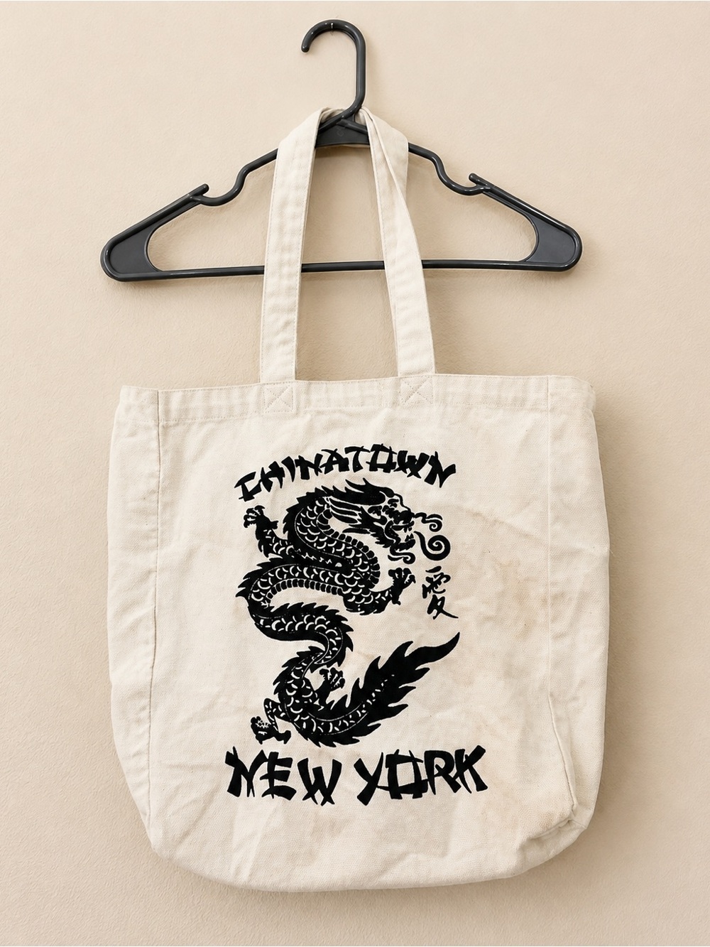 Canvas Dragon Tote Bag in Cream